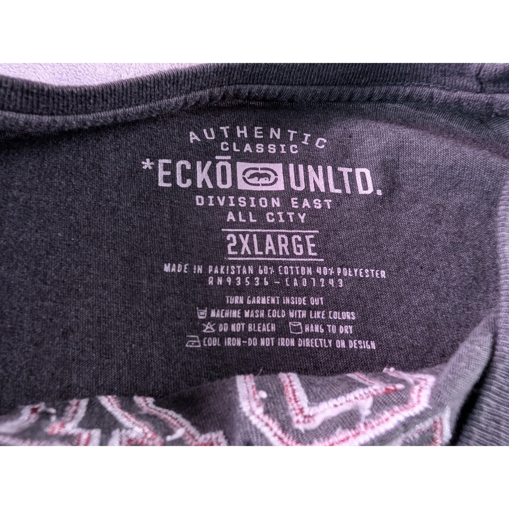 Ecko Unltd Mens T-Shirt 2XL Gray Red Graphic Ecko Co 1972 Short Sleeve Tee - Picture 3 of 6